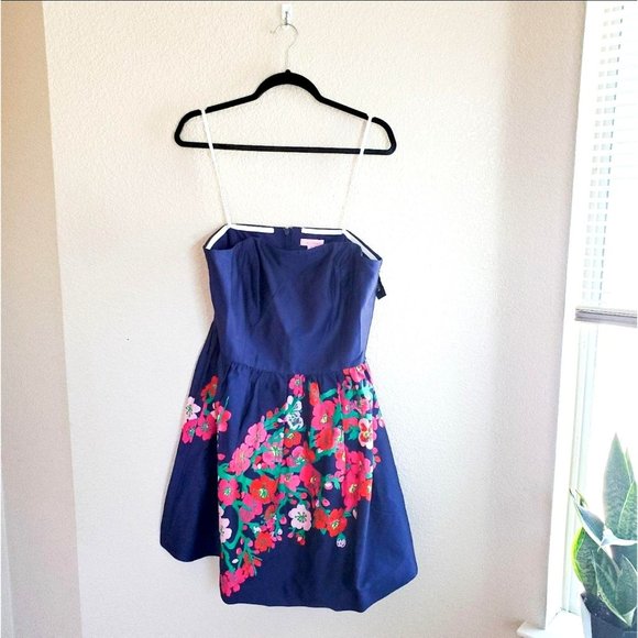 LILY PULITZER CHERRY MINE PLUS SIZE STRAPLESS COCKTAIL DRESS 14 - Picture 4 of 6